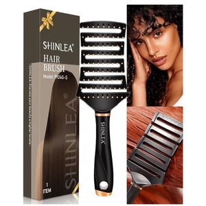 NEW Curved Detangling Brush for Curly Wavy Hair, Vented Design, Anti Tangle